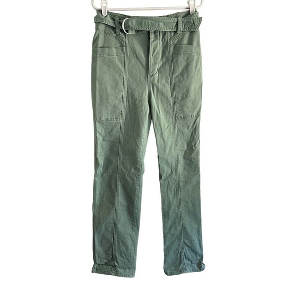 Happy Nature Pants - Happy X Nature Kate Hudson Women 4 Green Belted Button Fly Straight Leg Pant
